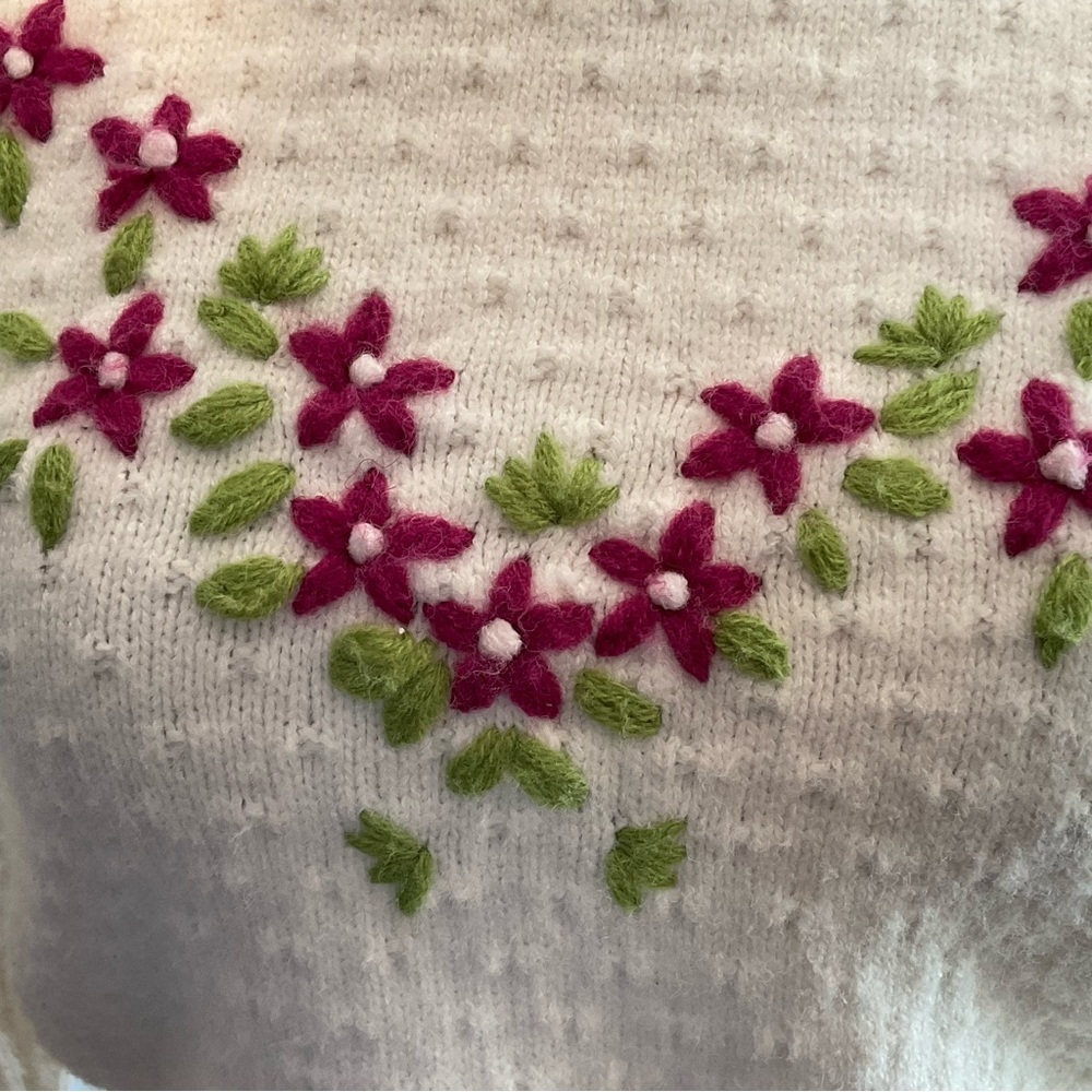 Lulus XS Cream Embroidered Floral Coquette Sweater Cottagecore - Picture 6 of 16